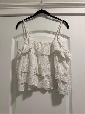Anna Rae Eyelet Ruffle Cami Top